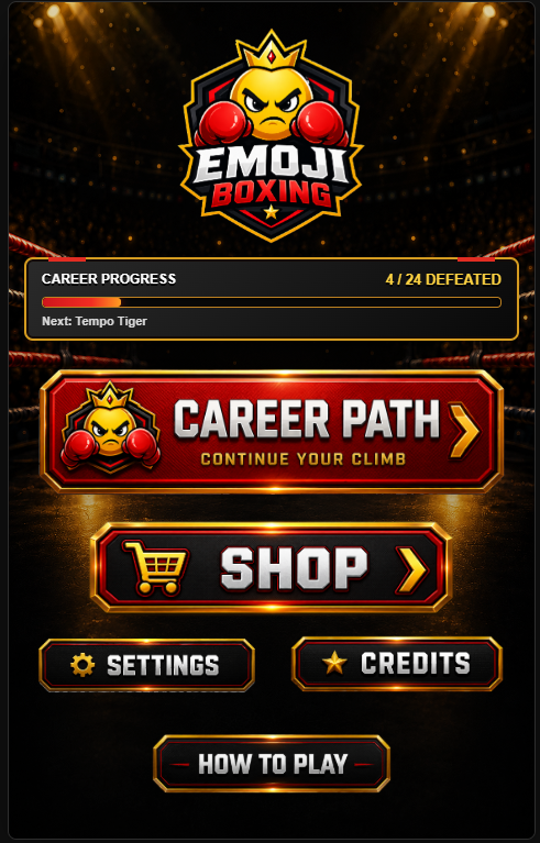 Emoji Boxing menu screen