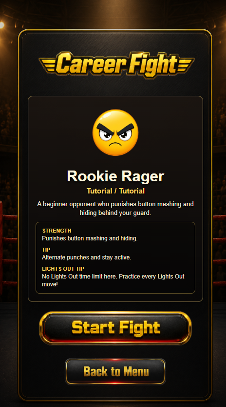 Emoji Boxing pre-fight screen