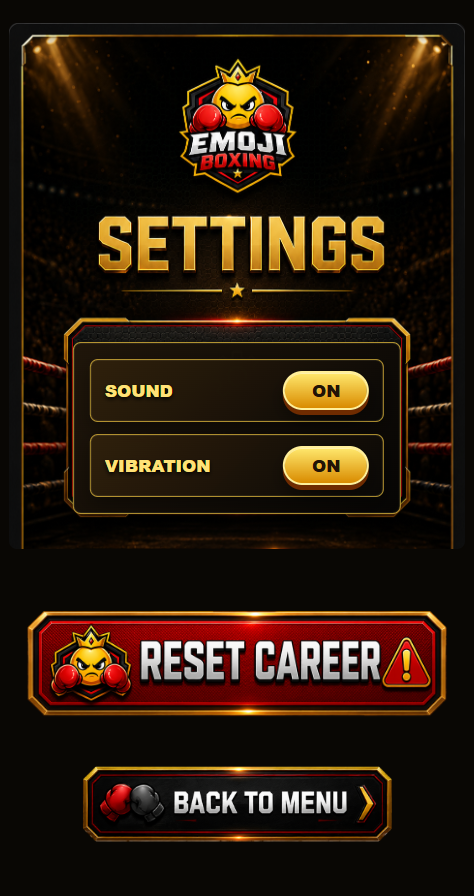 Emoji Boxing settings screen