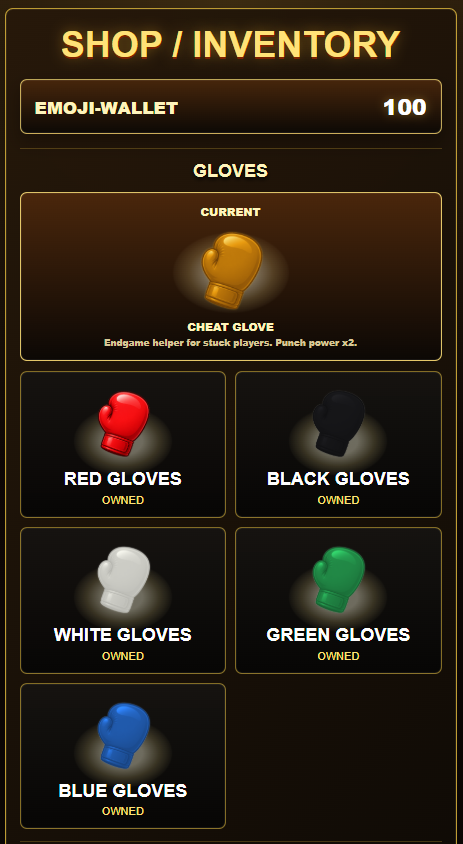 Emoji Boxing glove shop screen