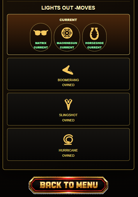 Emoji Boxing lights out shop screen